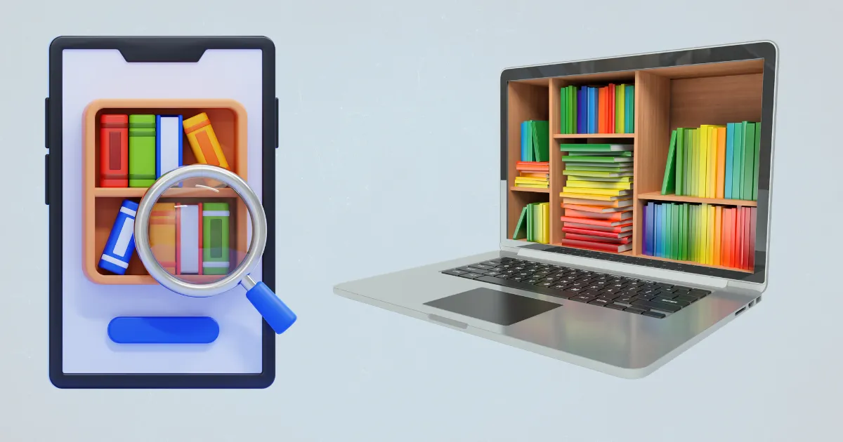 Illustration representing company documents transformed into a digital knowledge library readable by AI